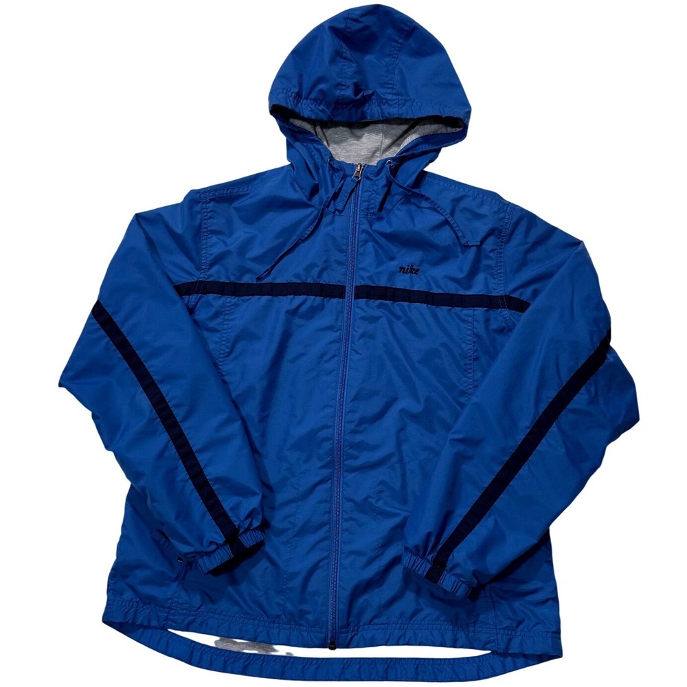 Nike‎ Blue Full Zip Hooded Windbreaker Jacket Athletic Sportswear Mens-Medium